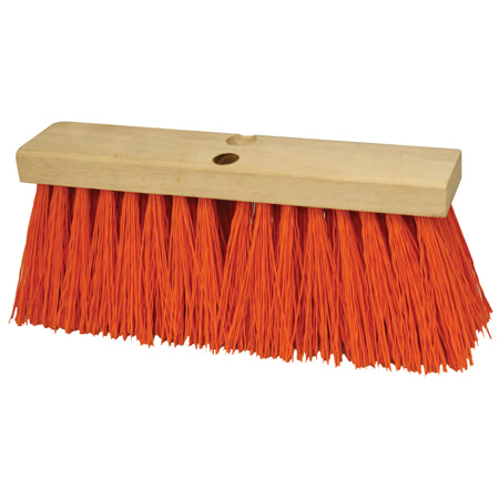 16" Heavy-Duty Orange Sweeping Broom with Handle