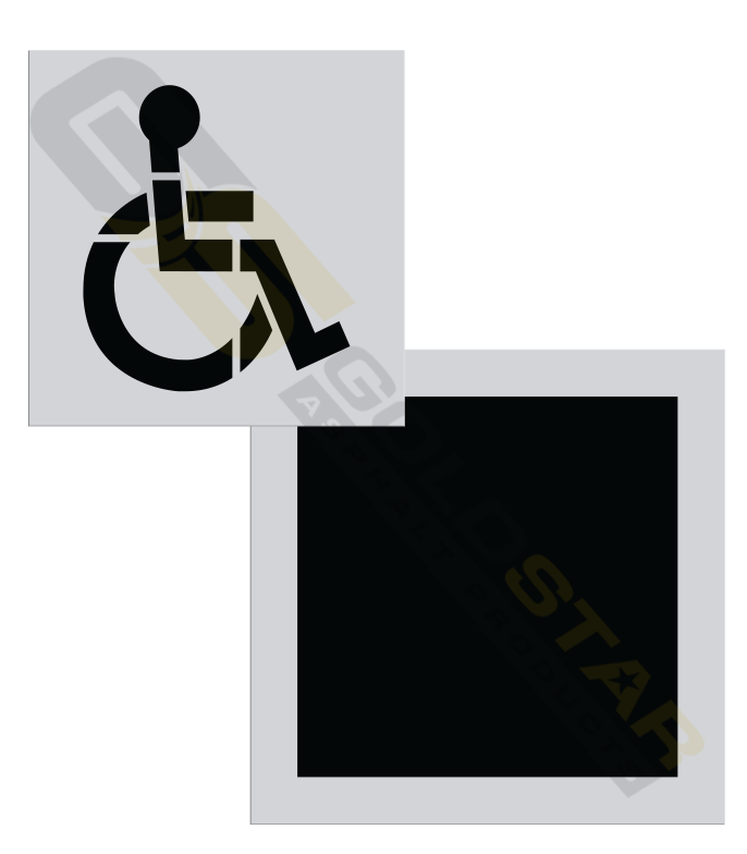 30” Handicap DOT Stencil Background - Outline Parking Lot